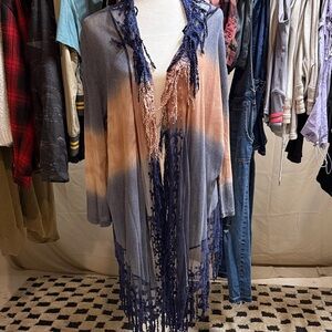 BKE Blue and Peach Ombre Cardigan